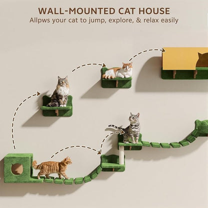 20-in-1 Cat Wall Shelves, Wall Mounted Cat Furniture w/Plush Fabric, Cat - Image 4