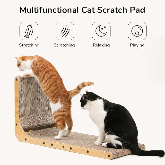 FUKUMARU Cat Scratcher, 32.7 Inch L Shape Cat Scratch Pad Wall Mounted - Image 2