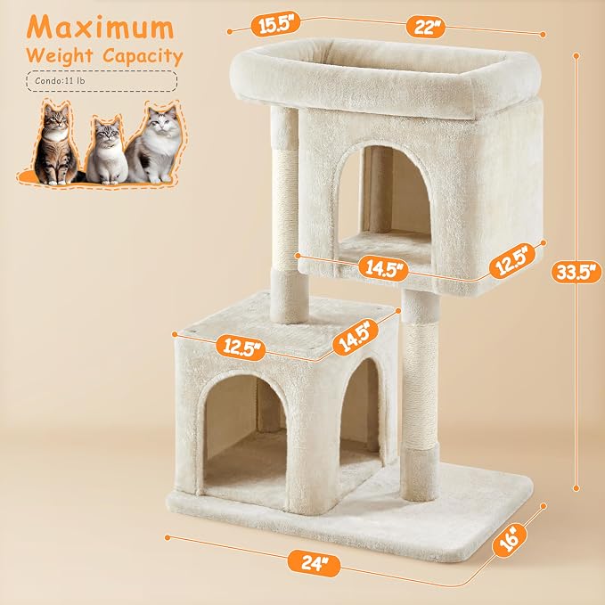 Yaheetech Cat Tree, 33.5in Cat Tower - Image 3