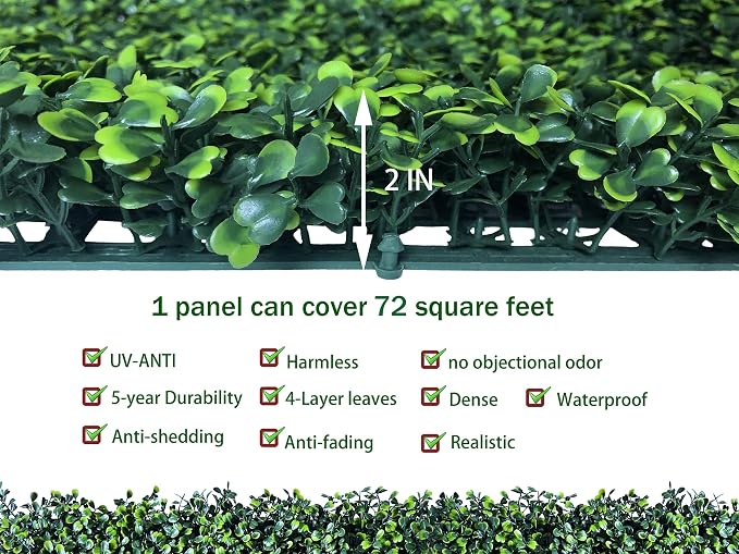 Artificial Ivy Privacy Fence Wall Screen: 72 X144 in UV-Anti Faux Boxwood Roll - Image 3