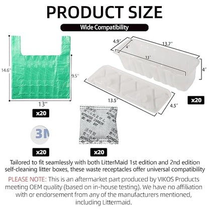 20-Pack Disposable Litter Box Waste Receptacles Compatible - Image 2
