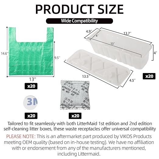 20-Pack Disposable Litter Box Waste Receptacles Compatible - Image 2