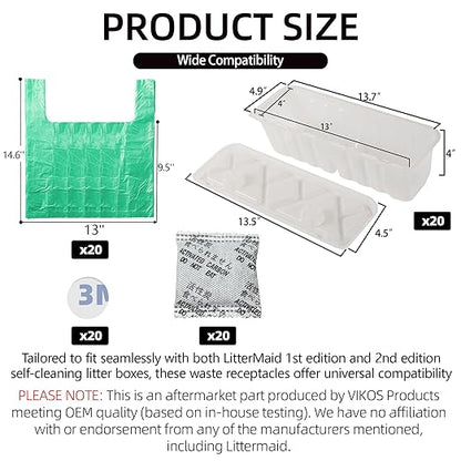 20-Pack Disposable Litter Box Waste Receptacles Compatible - Image 2