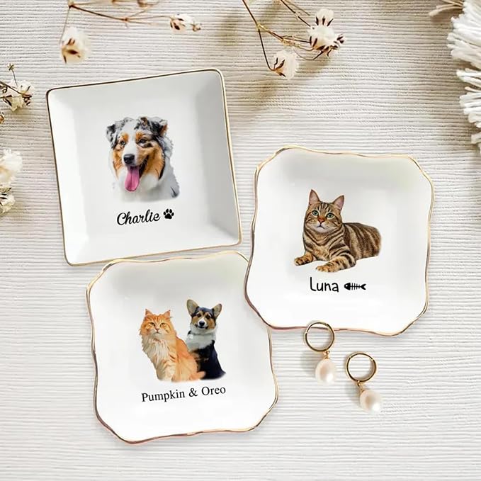 Custom Pet Photo Ring Dish, Personalized Pet Portrait Jewelry Dish, Pet Lover - Image 6
