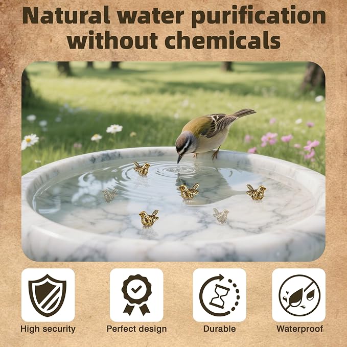 6 Pcs Copper Bath Disks Ornaments Mini Bird Shape, Retro Copper Birdbath - Image 3