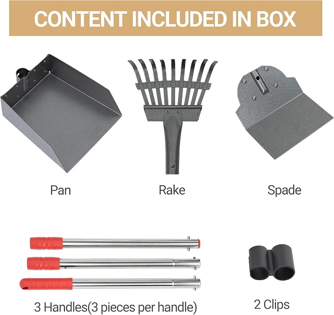 Heeyoo Dog Pooper Scooper, Dog Poop Tray and Rake Set, Pet Waste Removal Scoop - Image 5