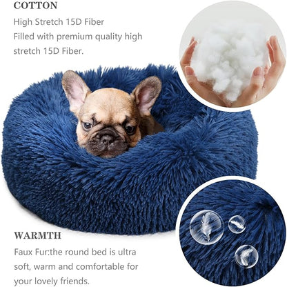 Calming Donut Dogs Beds for Small Dogs Washable, 19inch Fluffy Round Puppy Bed - Image 3