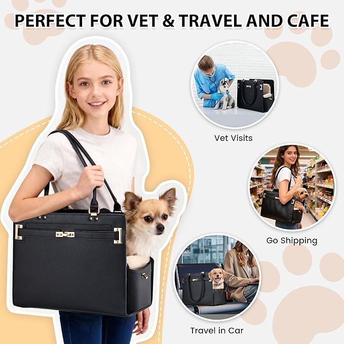 Dog Purse Carrier for Small Dogs, Stylish Foldable Pet Carrier Purse Tote Bag - Image 3