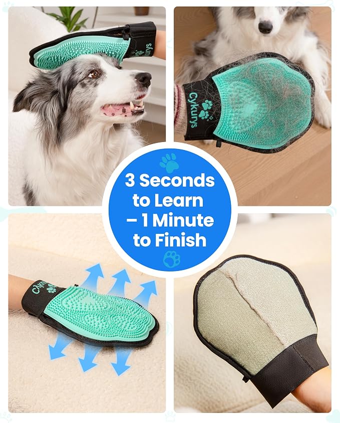 Pet Hair Removal Glove for Dogs & Cats, 2-in-1 Double-Sided Pet Grooming Tool - Image 4