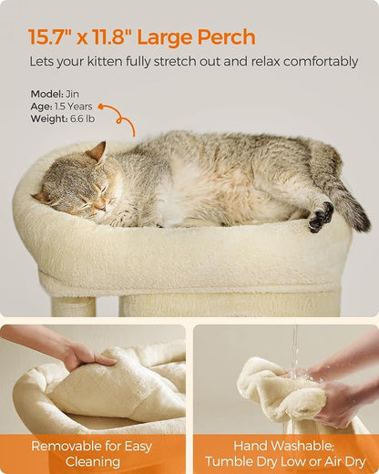 Feandrea Cat Tree, 26.4-Inch Cat Tower, Plush Condo - Image 3