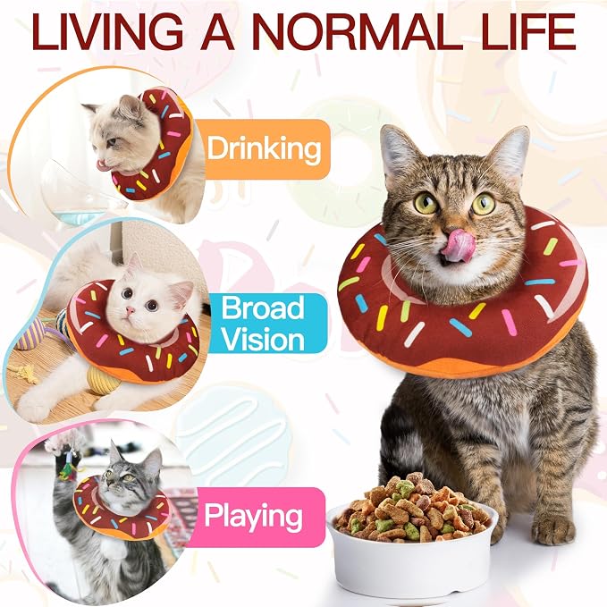 Cat Cone Collar Soft, Cute Cat Donut Collar After Surgery, Adjustable Kitten - Image 7