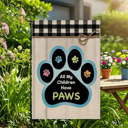 12x18 All My Children Have Paws Garden Flag Cat Paw Print Black Gingham Outdoor - Image 7