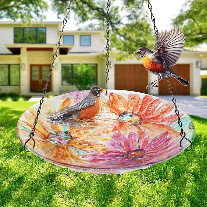 VCUTEKA Hanging Bird Bath, Glass Bird Baths - Image 2