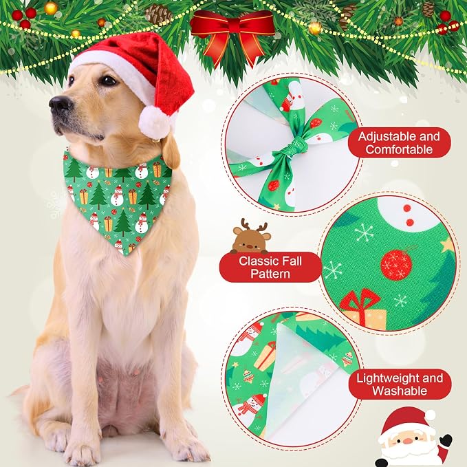 Sanwuta 50 Pcs Christmas Dog Bandanas and Collar Bow Ties Set 25 Bandanas Bulk - Image 5