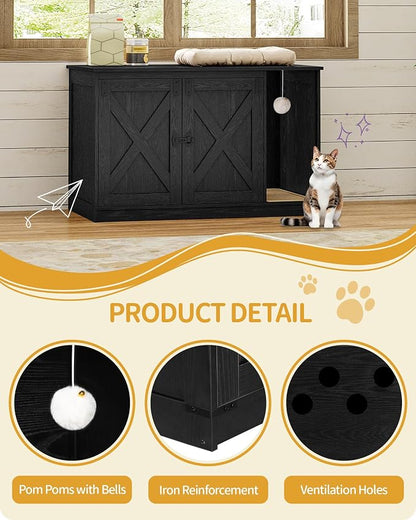 Cat Litter Box Enclosure, Hidden Litter Box Cabinet Furniture - Image 8