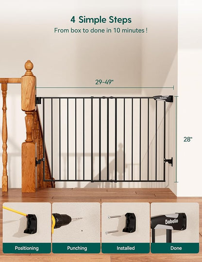 Babelio Baby Gate for Stairs, Kitchen & Doorways, No Bottom Bar| Easy - Image 7