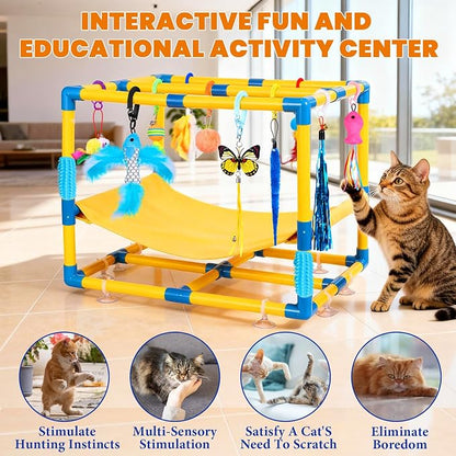 Cat Jungle Gym With Hanging Interactive Toys, Hammock Cat Activity Center - Image 6