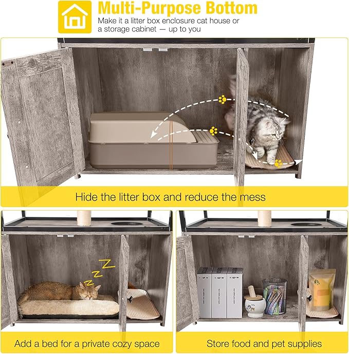 Aivituvin Cat Litter Box Enclosure, Litter Box Furniture Hidden, Wooden Cat - Image 5