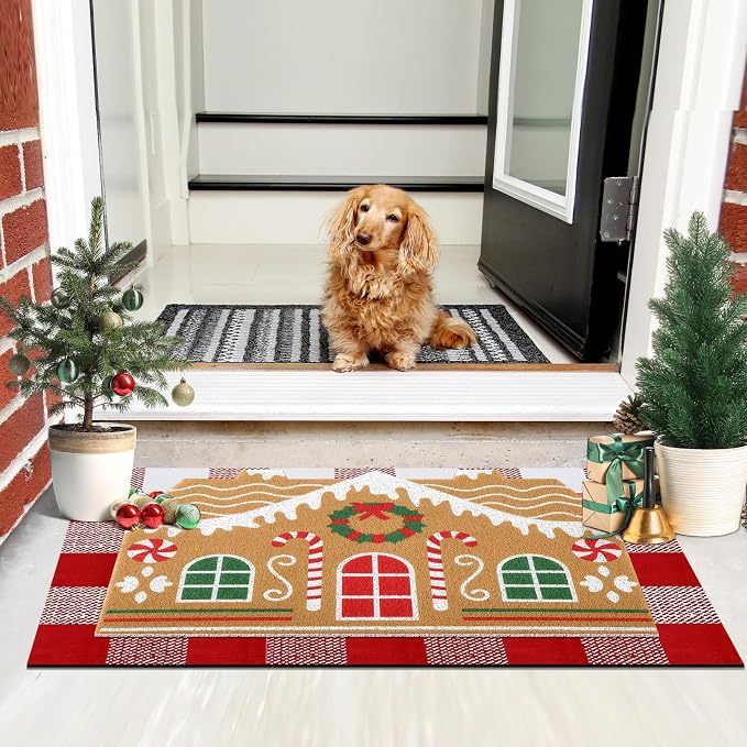 Tinideya 2 Pcs Door Mat Welcome Non Slip Coir Mats Floor Layering Doormats - Image 6