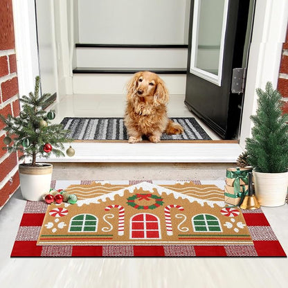 Tinideya 2 Pcs Door Mat Welcome Non Slip Coir Mats Floor Layering Doormats - Image 6