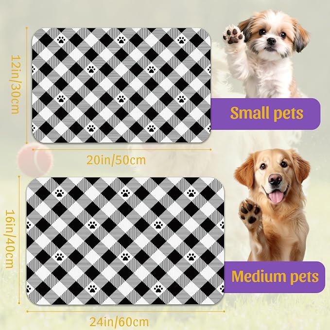 Cat Checked Plaid Dog Cat Food Mat, Absorbent Feeding Mat - Image 2