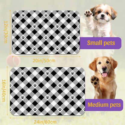 Cat Checked Plaid Dog Cat Food Mat, Absorbent Feeding Mat - Image 2