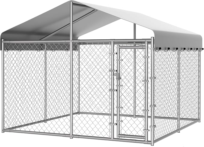 HITTITE Extra Large Outdoor Dog Kennel, Galvanized Chain Link Dog Runs by HITTITE