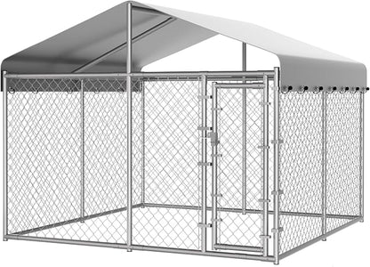 HITTITE Extra Large Outdoor Dog Kennel, Galvanized Chain Link Dog Runs by HITTITE