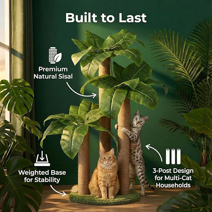 31.5Inch Cat Scratching Post, Cat Scratcher Tree - Image 2