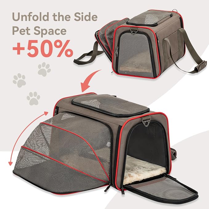 Petsfit Expandable Cat Carrier Dog Carriers, Airline Approved Soft-Sided - Image 4