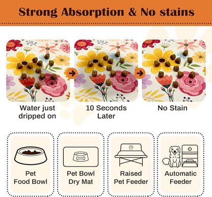 Pet Feeding Mat for Floors Waterproof Dog Mat for Food and Water Absorbent - Image 2