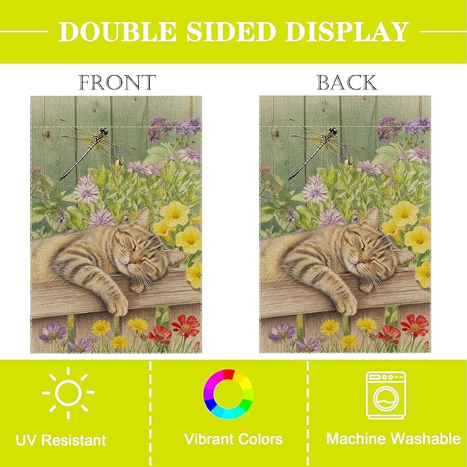 Sleeping Cat Garden Flag Double Sided Home Decorative, Spring Summer Garden - Image 5