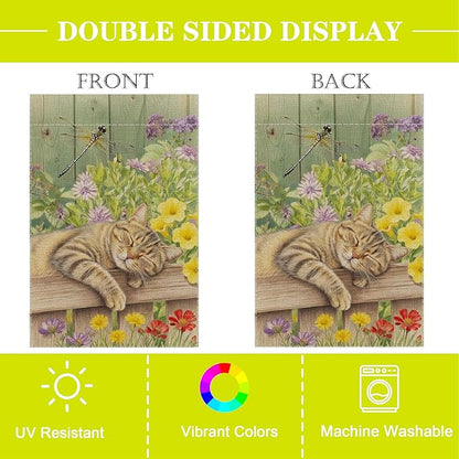 Sleeping Cat Garden Flag Double Sided Home Decorative, Spring Summer Garden - Image 5