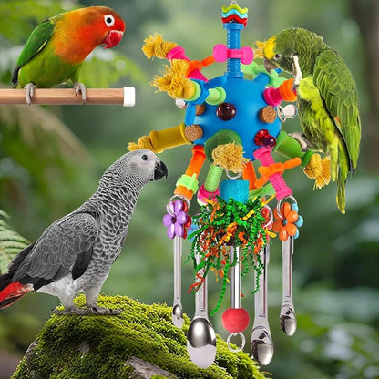 Parrot Toys Bird Toys Perch Pullable Stainless Steel Spoons Colorful Acrylic - Image 7