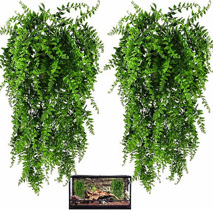 HERCOCCI 2 Pack Reptile Plants, Terrarium Hanging Plants Vines Artificial by HERCOCCI