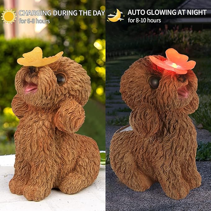 Dog Statues Outdoor Decor, Solar Lights Outdoor Statue Garden Decorations Solar - Image 5