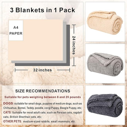 3 Blankets, Dog Cat Pet Blanket, Soft Warm Fleece, - Image 2