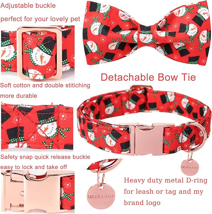 Christmas Dog Collar with Bow Tie, Christmas Collar - Image 3
