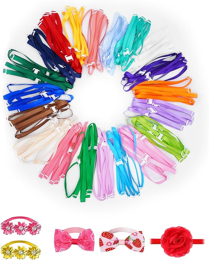 PET SHOW 100 Pack Dog Bow Tie Straps DIY Extension Strap by PETSHOW