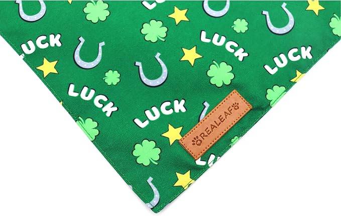 Realeaf St. Patrick's Day Dog Bandanas 2 Pack, Reversible Green Dog Scarf - Image 5