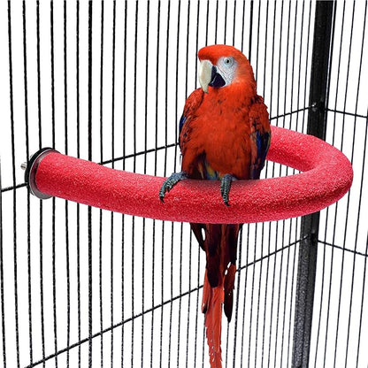 U Shape Parrot Perch Stand Toy Bird Platform Sand Paw Grinding Clean Stick by FrgKbTm