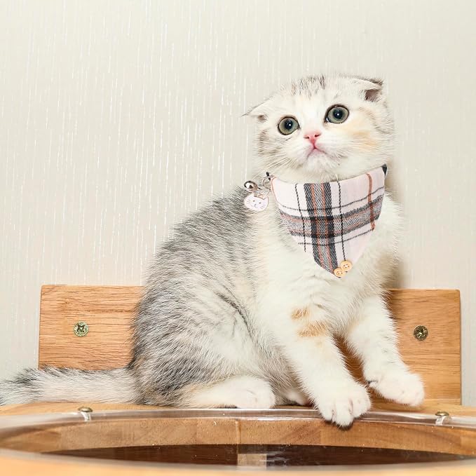 ADOGGYGO Plaid Cat Collar with Bow Bandana - Image 3