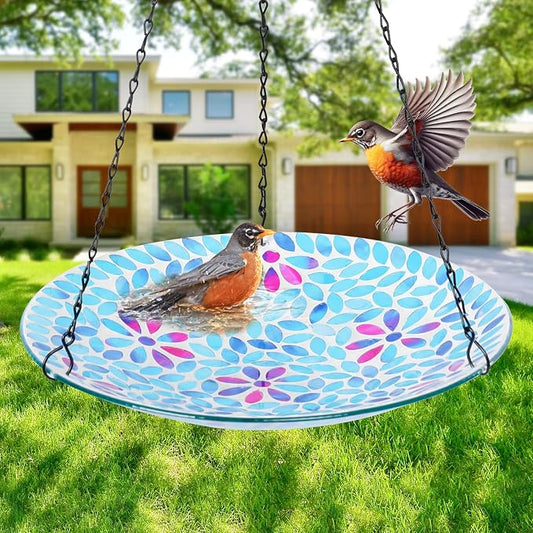 VCUTEKA Hanging Bird Bath, Glass Mosaic Bird Baths - Image 2