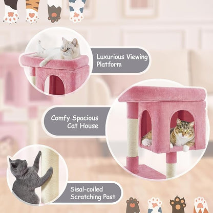 Yaheetech 33.5in Cat Tree, Small Kittens Tower w/Large Perch&2 Cozy Condos - Image 4