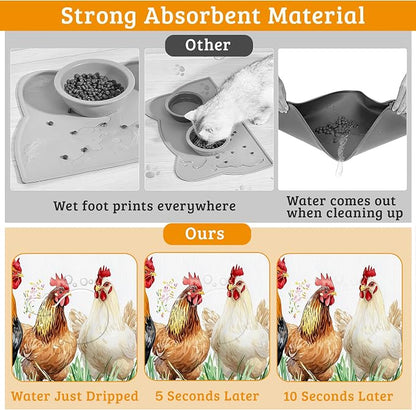 Chicken Rooster Dog Cat Food Mat - Image 3