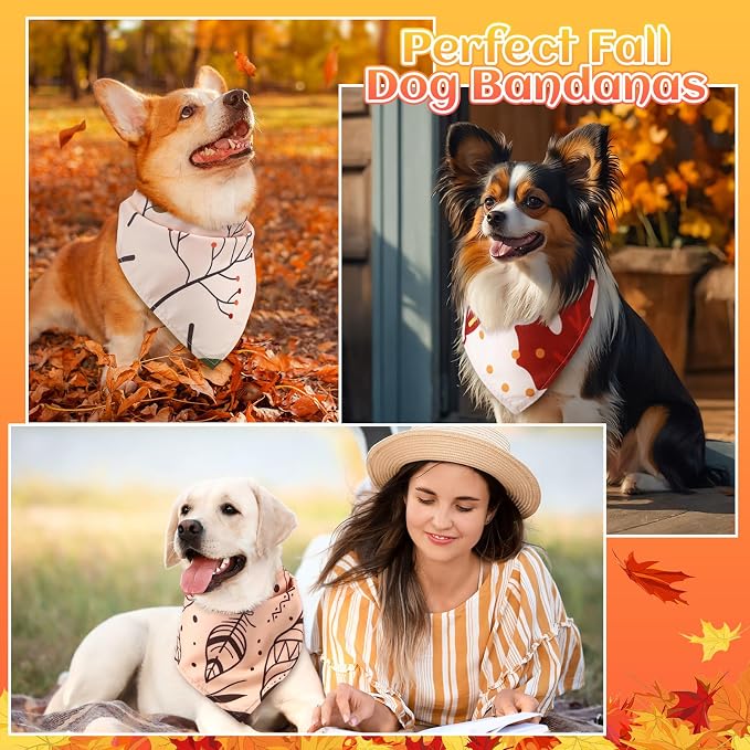 100 Pcs Fall Dog Bandanas Bulk Thanksgiving Pet Bibs Triangle Scarf Autumn Pet - Image 6