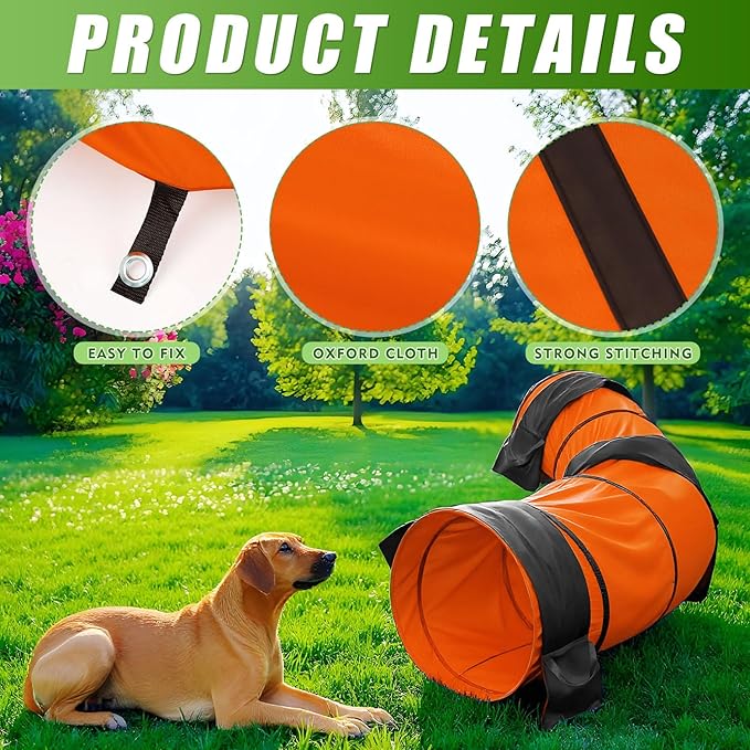 28 in 10 Foot Orange Extra Large Dog Agility Tunnel - Image 5