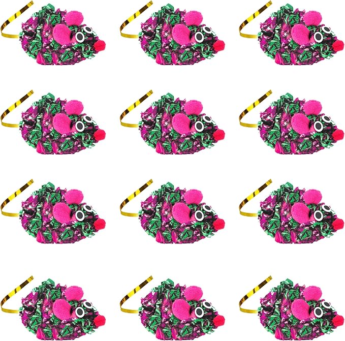 SunGrow 12 Pack Cat Crinkle Mice, 6x1.5 Inch Mice - Image 2