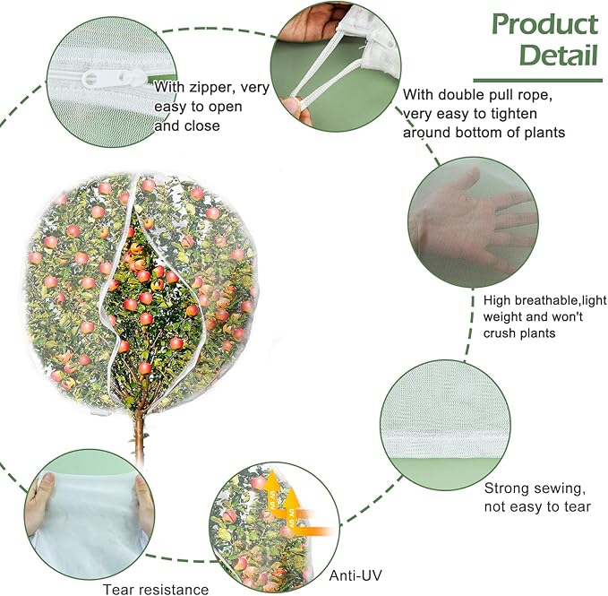 8 x 8ft Large Fruits Tree Netting, Garden Mesh Insect Tree Cover - Image 4