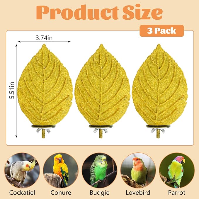 3 Pcs Bird Perch Resin Bird Beak Grinding Stone Leaf Shape Perch Stand Foot - Image 3